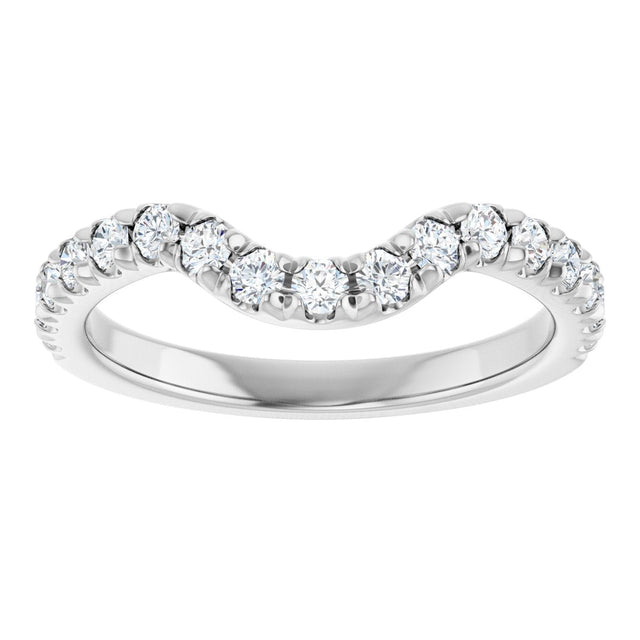 Platinum Round Lab-Grown Diamond French-Set Contour Band – 1.3-2mm Stones - view 3