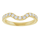 14K Gold Round Natural Diamond French-Set Contour Band – 1.3-2mm Stones - Yellow Gold - view 3