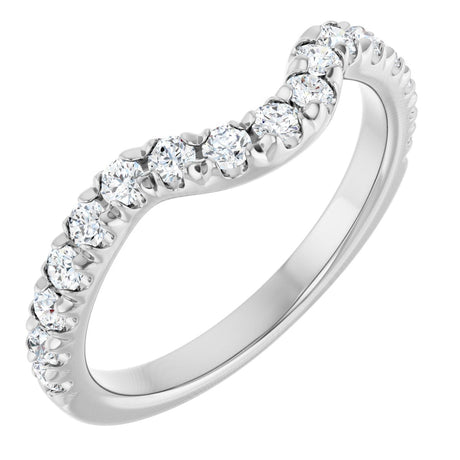 Platinum Round Natural Diamond French-Set Contour Band – 1.3-2mm Stones