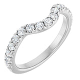 14K Gold Round Natural Diamond French-Set Contour Band – 1.3-2mm Stones - White Gold