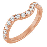 14K Gold Round Natural Diamond French-Set Contour Band – 1.3-2mm Stones - Rose Gold