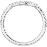 14K Gold Round Natural Diamond French-Set Contour Band – 1.3-2mm Stones - White Gold - view 2