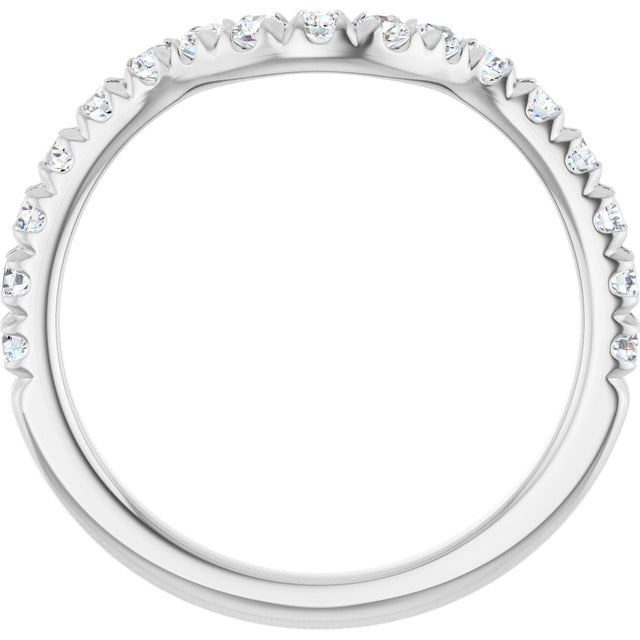 Platinum Round Lab-Grown Diamond French-Set Contour Band – 1.3-2mm Stones - view 2