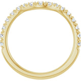 14K Gold Round Natural Diamond French-Set Contour Band – 1.3-2mm Stones - Yellow Gold - view 2