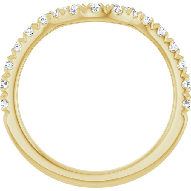 14K Gold Round Natural Diamond French-Set Contour Band – 1.3-2mm Stones - Yellow Gold - view 2