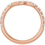 14K Gold Round Natural Diamond French-Set Contour Band – 1.3-2mm Stones - Rose Gold - view 2