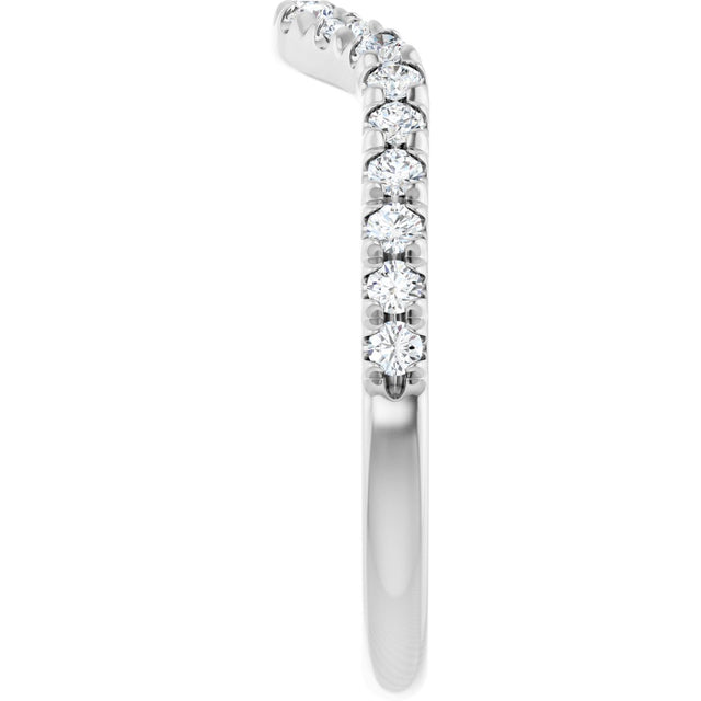 14K Gold Round Lab-Grown Diamond French-Set Contour Band – 1.3-2mm Stones - White Gold - view 4