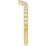 14K Gold Round Natural Diamond French-Set Contour Band – 1.3-2mm Stones - Yellow Gold - view 4