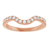 14K Gold Round Natural Diamond French-Set Contour Band – 1.3-2mm Stones - Rose Gold - view 3