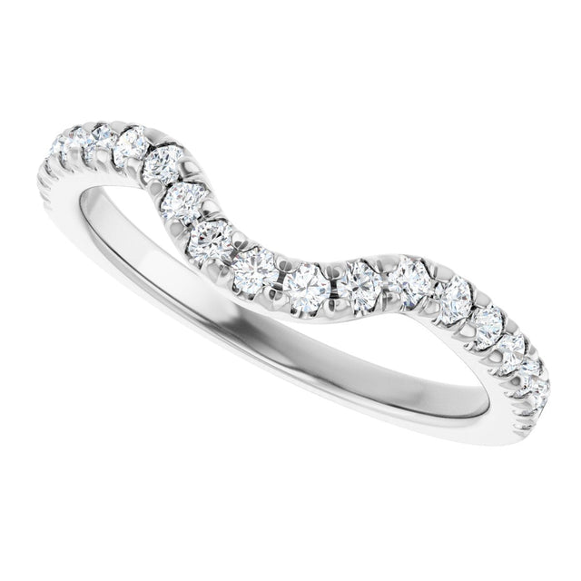 Platinum Round Lab-Grown Diamond French-Set Contour Band – 1.3-2mm Stones - view 5
