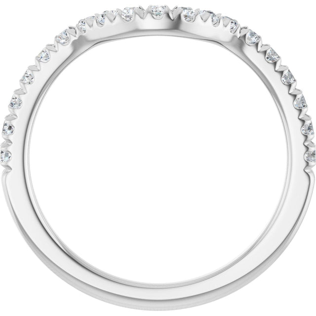 Platinum Round Lab-Grown Diamond French-Set Contour Band – 1.3-2mm Stones - view 2
