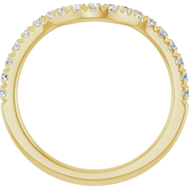 14K Gold Round Natural Diamond French-Set Contour Band – 1.3-2mm Stones - Yellow Gold - view 2