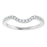14K Gold Round Natural Diamond French-Set Contour Band – 1.3-2mm Stones - White Gold - view 3