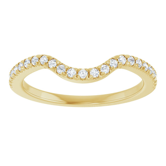 14K Gold Round Natural Diamond French-Set Contour Band – 1.3-2mm Stones - Yellow Gold - view 3