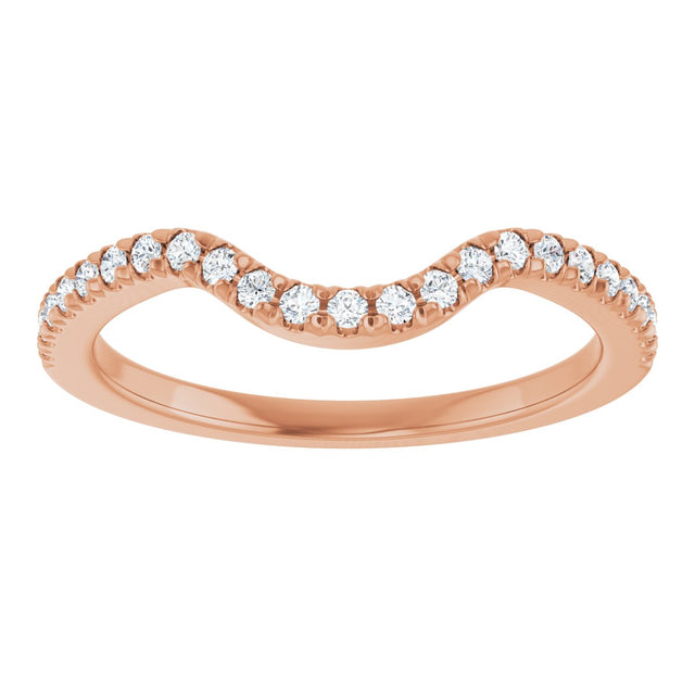 14K Gold Round Lab-Grown Diamond French-Set Contour Band – 1.3-2mm Stones - Rose Gold - view 3