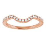 14K Gold Round Natural Diamond French-Set Contour Band – 1.3-2mm Stones - Rose Gold - view 3