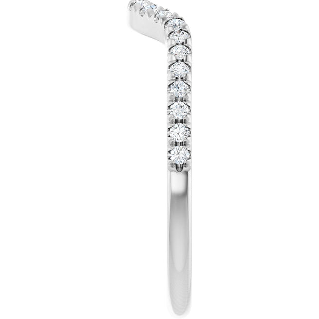 14K Gold Round Natural Diamond French-Set Contour Band – 1.3-2mm Stones - White Gold - view 4