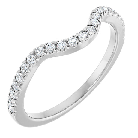 14K Gold Round Lab-Grown Diamond French-Set Contour Band – 1.3-2mm Stones - White Gold
