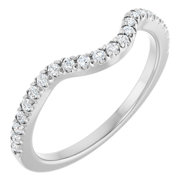 Platinum Round Natural Diamond French-Set Contour Band – 1.3-2mm Stones