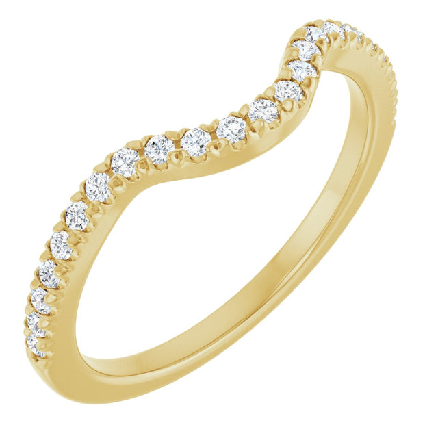 14K Gold Round Lab-Grown Diamond French-Set Contour Band – 1.3-2mm Stones - Yellow Gold