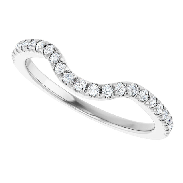 Platinum Round Natural Diamond French-Set Contour Band – 1.3-2mm Stones - view 5