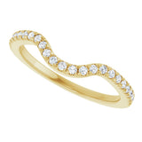14K Gold Round Natural Diamond French-Set Contour Band – 1.3-2mm Stones - Yellow Gold - view 5