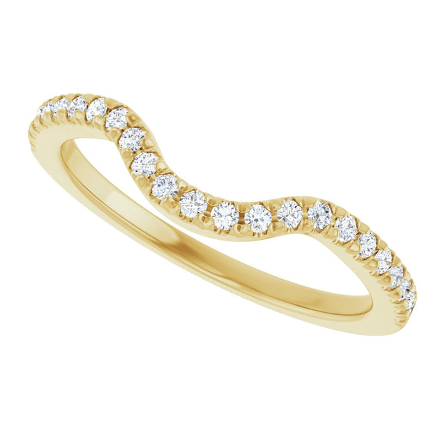 14K Gold Round Lab-Grown Diamond French-Set Contour Band – 1.3-2mm Stones - Yellow Gold - view 5