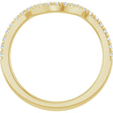 14K Gold Round Natural Diamond French-Set Contour Band – 1.3-2mm Stones - Yellow Gold - view 2