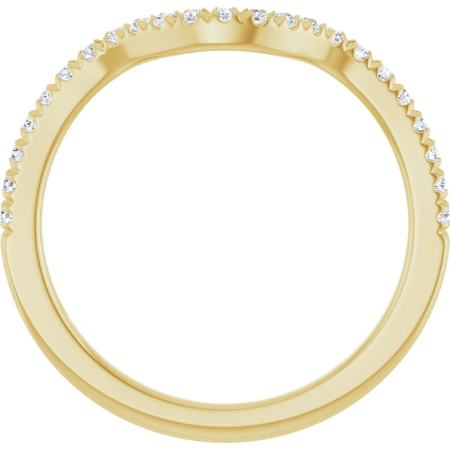 14K Gold Round Natural Diamond French-Set Contour Band – 1.3-2mm Stones - Yellow Gold - view 2
