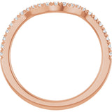 14K Gold Round Lab-Grown Diamond French-Set Contour Band – 1.3-2mm Stones - Rose Gold - view 2