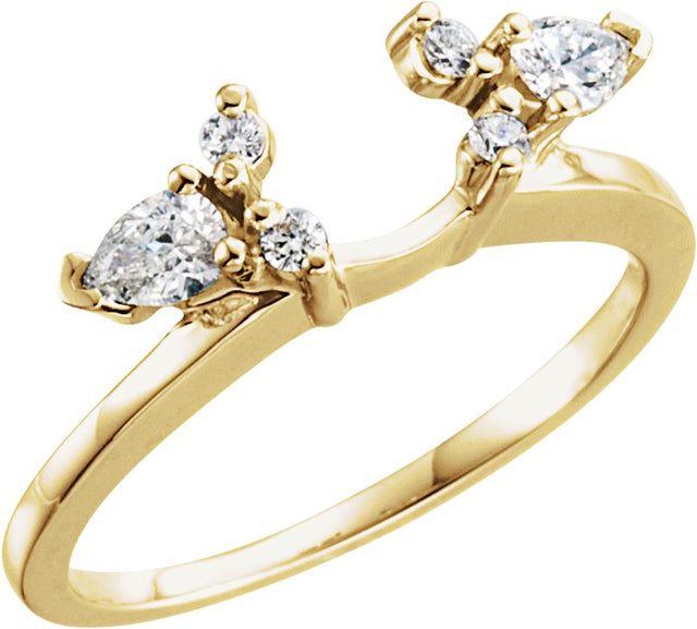 14K Gold Pear Natural Diamond Wrap-Style Ring Enhancer – 4x3mm - Yellow Gold