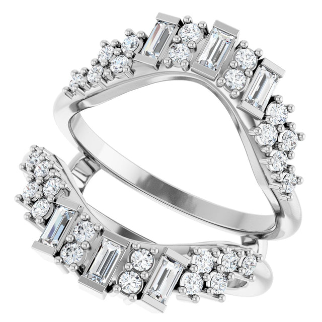 Platinum Straight Baguette Natural Diamond Ring Guard – 3x1.5mm - view 5