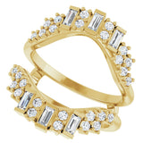 14K Gold Straight Baguette Natural Diamond Ring Guard – 3x1.5mm - Yellow Gold - view 5