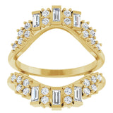 14K Gold Straight Baguette Natural Diamond Ring Guard – 3x1.5mm - Yellow Gold - view 3