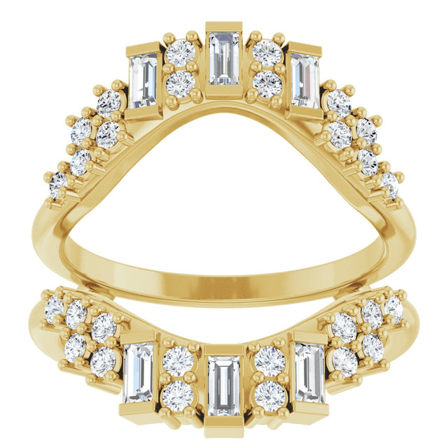14K Gold Straight Baguette Natural Diamond Ring Guard – 3x1.5mm - Yellow Gold - view 3