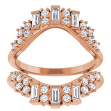 14K Gold Straight Baguette Natural Diamond Ring Guard – 3x1.5mm - Rose Gold - view 3