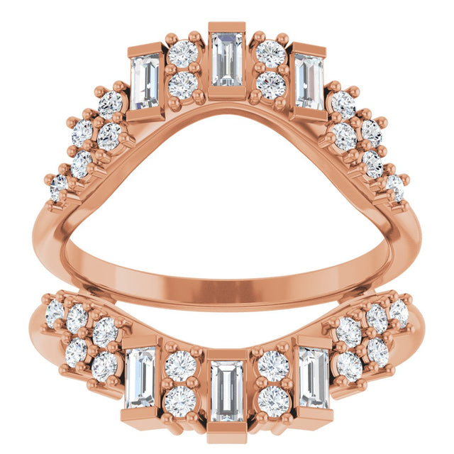 14K Gold Straight Baguette Natural Diamond Ring Guard – 3x1.5mm - Rose Gold - view 3