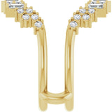 14K Gold Straight Baguette Natural Diamond Ring Guard – 3x1.5mm - Yellow Gold - view 4
