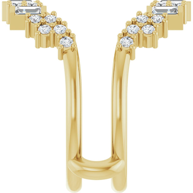 14K Gold Straight Baguette Natural Diamond Ring Guard – 3x1.5mm - Yellow Gold - view 4