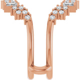 14K Gold Straight Baguette Natural Diamond Ring Guard – 3x1.5mm - Rose Gold - view 4