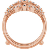 14K Gold Straight Baguette Natural Diamond Ring Guard – 3x1.5mm - Rose Gold - view 2