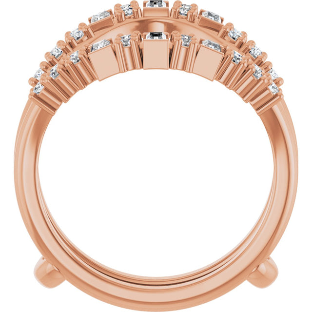 14K Gold Straight Baguette Natural Diamond Ring Guard – 3x1.5mm - Rose Gold - view 2