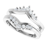 Platinum Round Lab-Grown Diamond Accented V Ring Guard - view 5