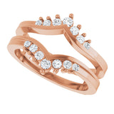 14K Gold Round Lab-Grown Diamond Accented V Ring Guard - Rose Gold - view 5