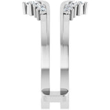 Platinum Round Natural Diamond Accented V Ring Guard - view 4