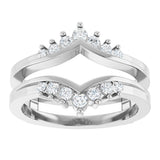Platinum Round Lab-Grown Diamond Accented V Ring Guard - view 3