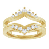 14K Gold Round Lab-Grown Diamond Accented V Ring Guard - Yellow Gold - view 3