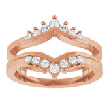 14K Gold Round Natural Diamond Accented V Ring Guard - Rose Gold - view 3