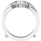 Platinum Round Natural Diamond Accented V Ring Guard - view 2