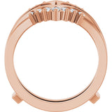 14K Gold Round Lab-Grown Diamond Accented V Ring Guard - Rose Gold - view 2